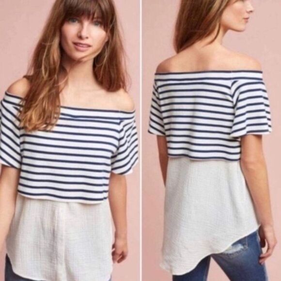 Anthropologie Tops - ANTHRO | POSTMARK | Striped Off Shoulder Top D93